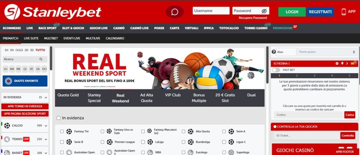 Pagina principale Stanleybet Scommesse Italia