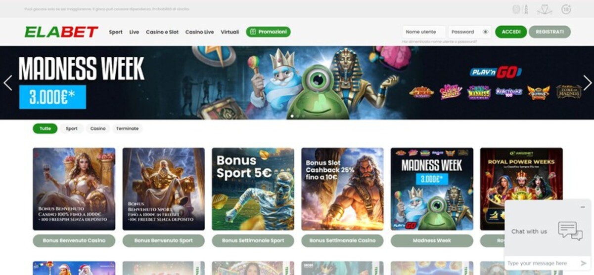 Promozioni Elabet Scommesse Italia