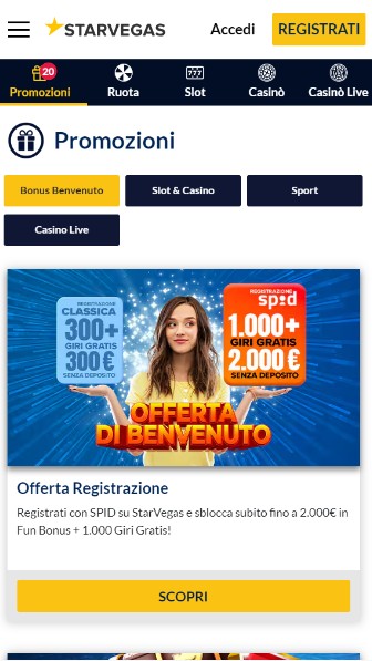 Promozioni Starvegas Scommesse Italia
