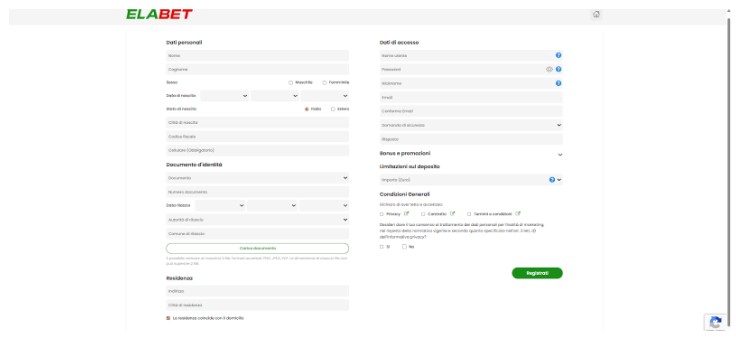 Registrazione Elabet Scommesse Italia Passo2