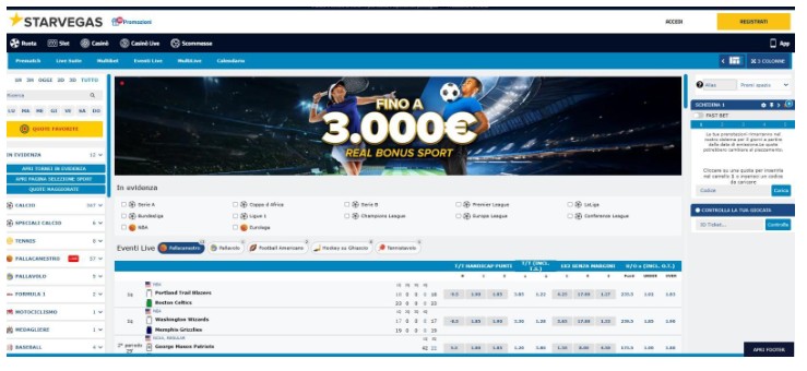 Starvegas Scommesse Italia Registrazione Passo1